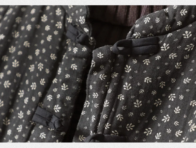 High Quality Cotton Quilted Coats Women New 2024 Autumn Winter Vintage Style Floral Print Female Thick Padded Jackets M078