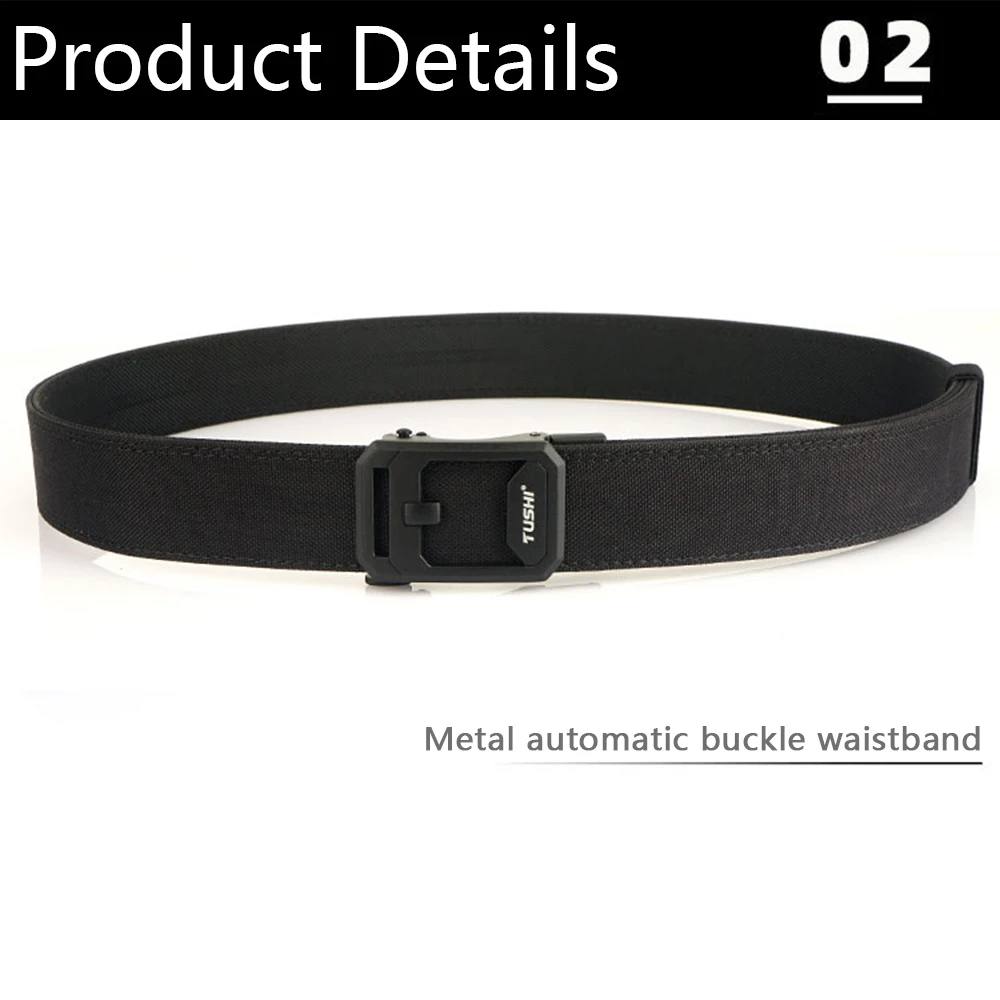 TUSHI New Men's Military Tactical Belt Tight Sturdy Nylon Heavy Duty Hard Belt for Male Outdoor Casual Belt Automatic Waistband