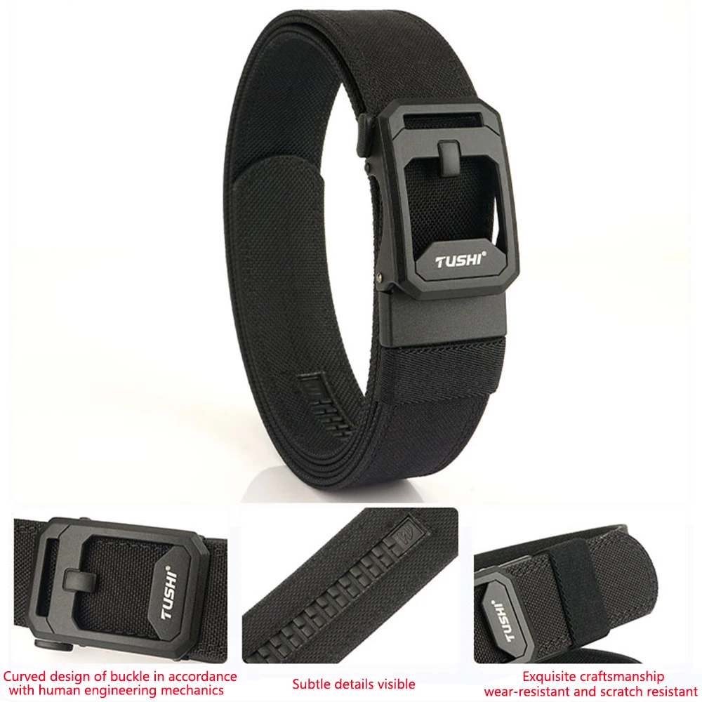 TUSHI New Men's Military Tactical Belt Tight Sturdy Nylon Heavy Duty Hard Belt for Male Outdoor Casual Belt Automatic Waistband