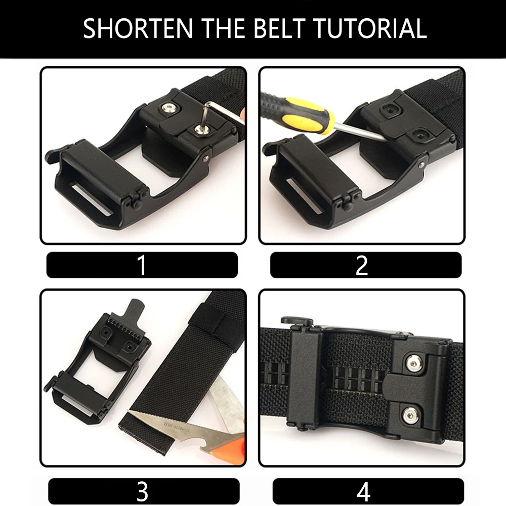 TUSHI New Men's Military Tactical Belt Tight Sturdy Nylon Heavy Duty Hard Belt for Male Outdoor Casual Belt Automatic Waistband