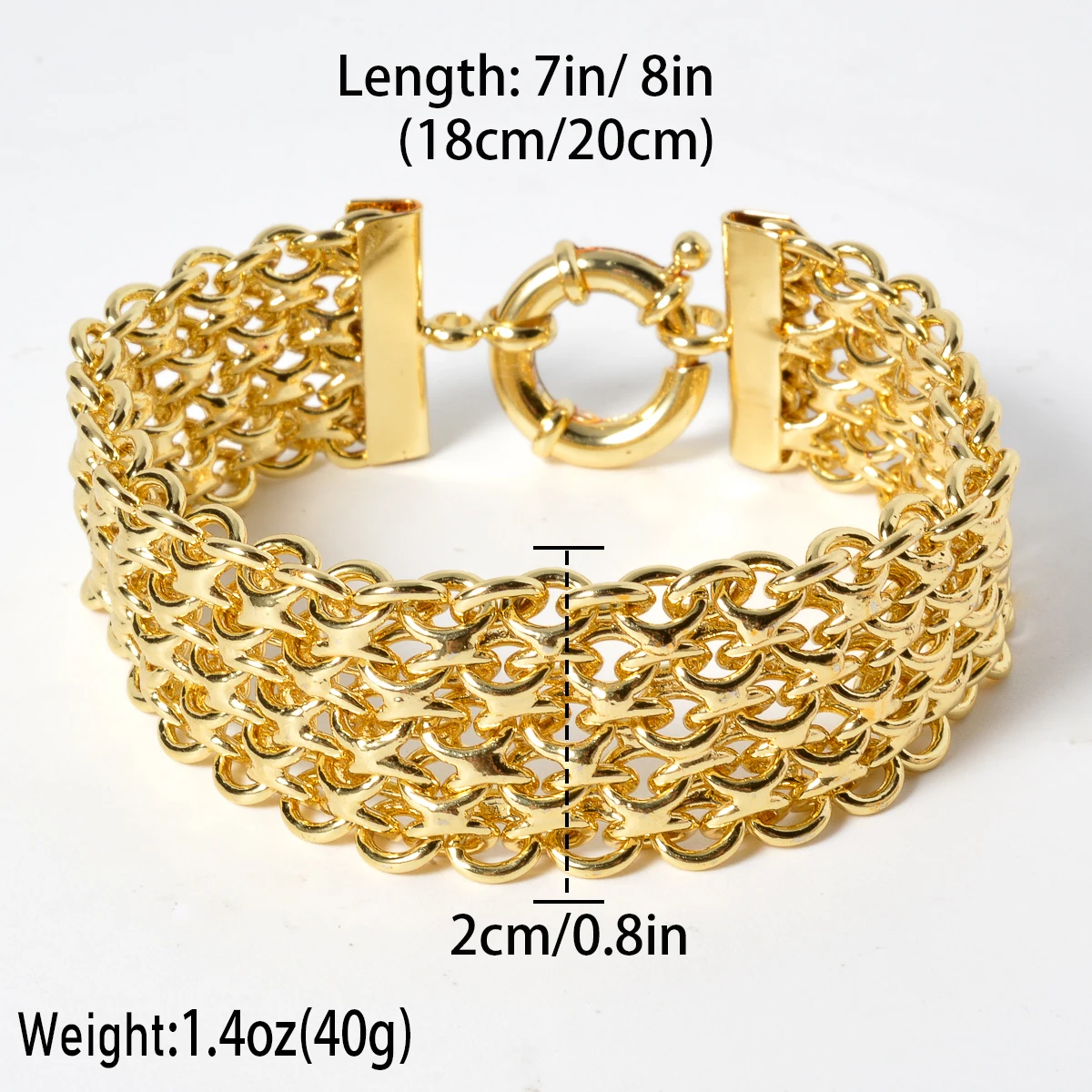 New 18MM Wide Copper Chain Bracelet Unisex 18K Gold Plated Wristband Miami Sidewalk Bracelet Punk Hip Hop Jewelry Party Gift