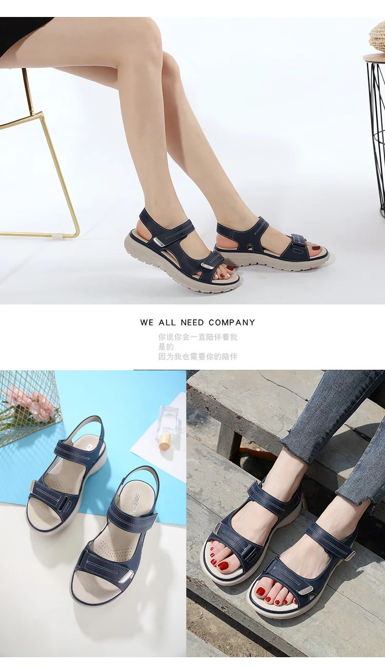 Summer 2024 Elegant Women Genuine Leather Sandals Women's Sport Style Lightweight Plus Size Slippers Women Sandals 34-42