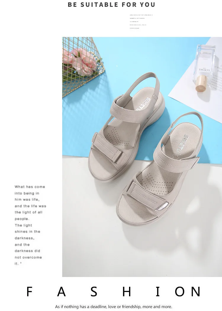 Summer 2024 Elegant Women Genuine Leather Sandals Women's Sport Style Lightweight Plus Size Slippers Women Sandals 34-42