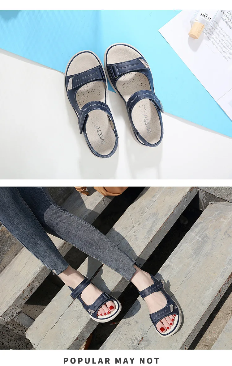 Summer 2024 Elegant Women Genuine Leather Sandals Women's Sport Style Lightweight Plus Size Slippers Women Sandals 34-42