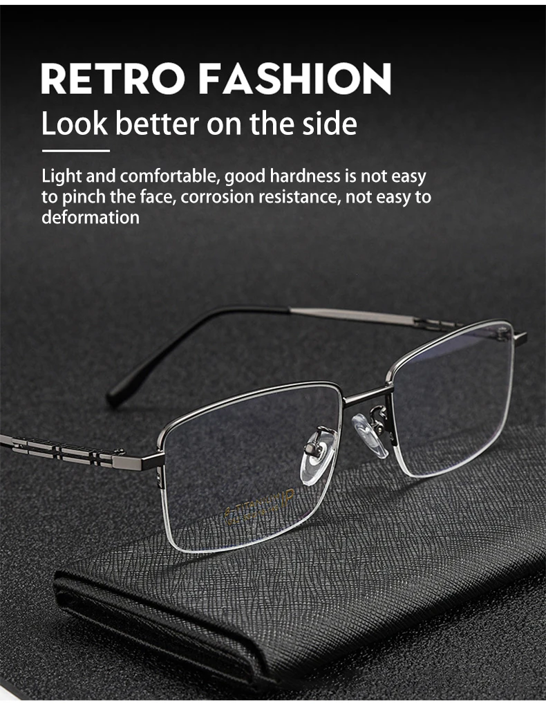 VKYEE Pure Titanium Business Men's Half-rim Glasses Fashion Simple Design Anti-blue Light Glasses Can Be Customized Prescription