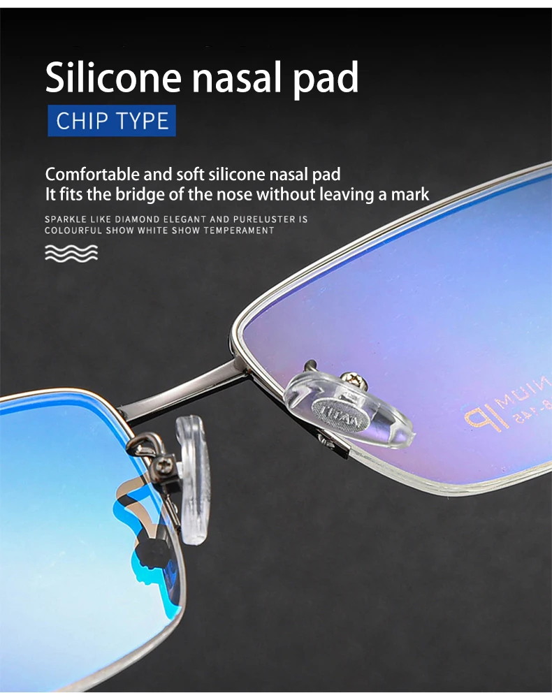 VKYEE Pure Titanium Business Men's Half-rim Glasses Fashion Simple Design Anti-blue Light Glasses Can Be Customized Prescription