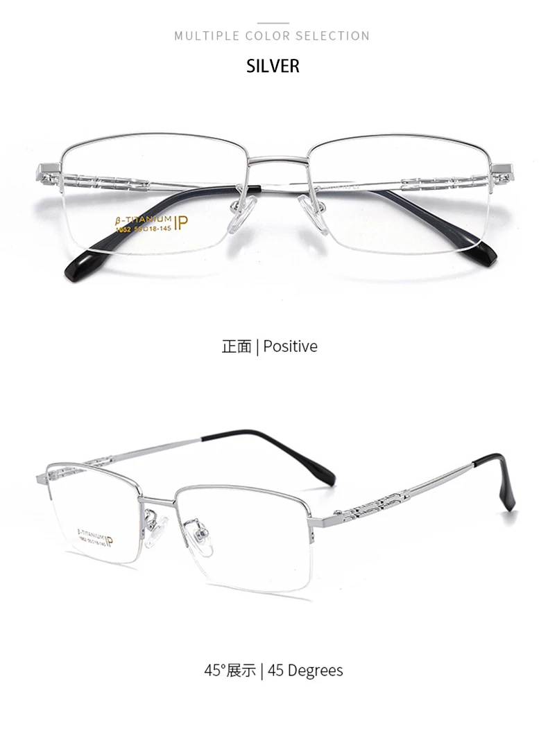 VKYEE Pure Titanium Business Men's Half-rim Glasses Fashion Simple Design Anti-blue Light Glasses Can Be Customized Prescription