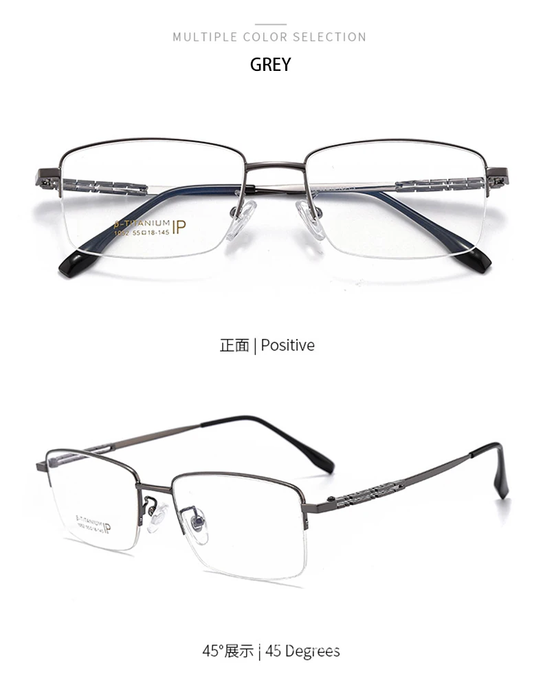 VKYEE Pure Titanium Business Men's Half-rim Glasses Fashion Simple Design Anti-blue Light Glasses Can Be Customized Prescription