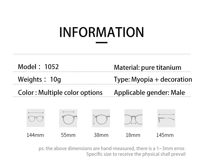VKYEE Pure Titanium Business Men's Half-rim Glasses Fashion Simple Design Anti-blue Light Glasses Can Be Customized Prescription