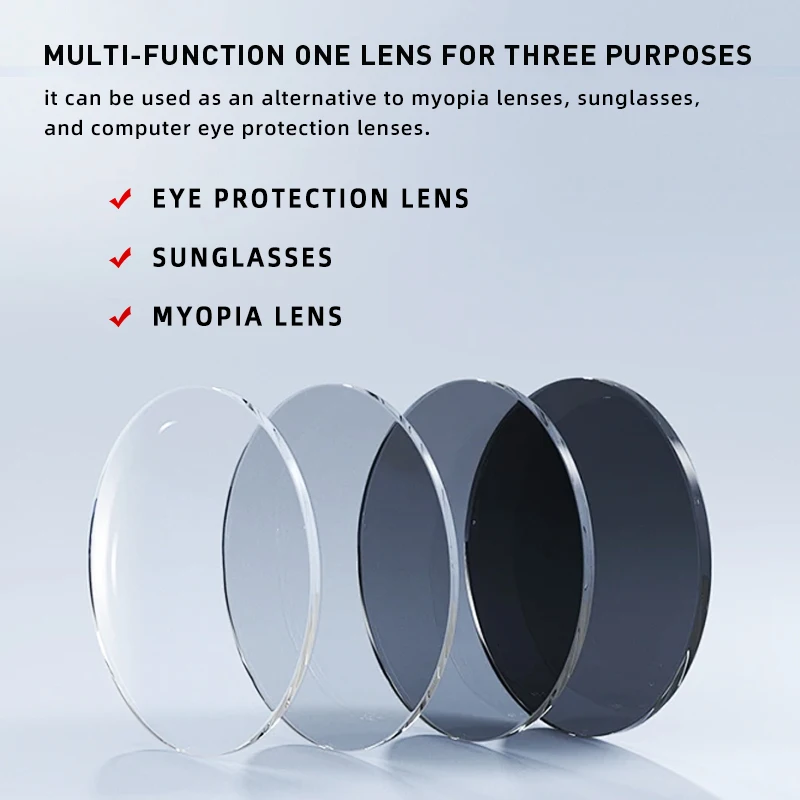 CLLOIO Photochromic Gray Brown Pink Purple Blue Lens 1.56 1.61 1.67 1.74 Prescription Lenses For Myopia Hyperopia Progressive