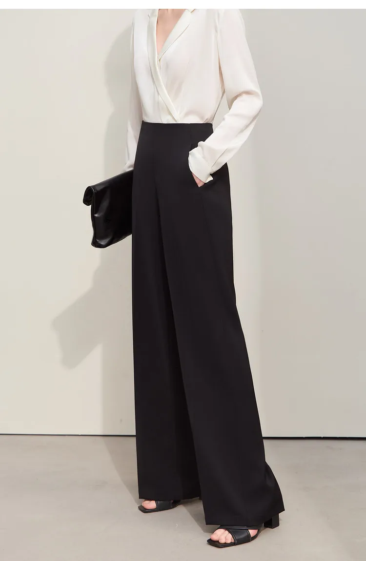 Amii Minimalism 2026 Summer New Wide-legged Pants Women Straight Basics Casual Pants Female Solid Full-length Trousers 12412006