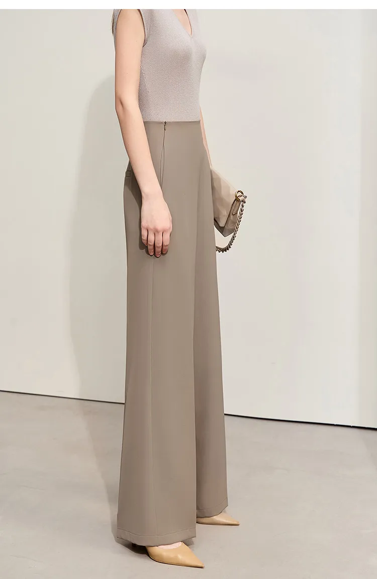 Amii Minimalism 2026 Summer New Wide-legged Pants Women Straight Basics Casual Pants Female Solid Full-length Trousers 12412006