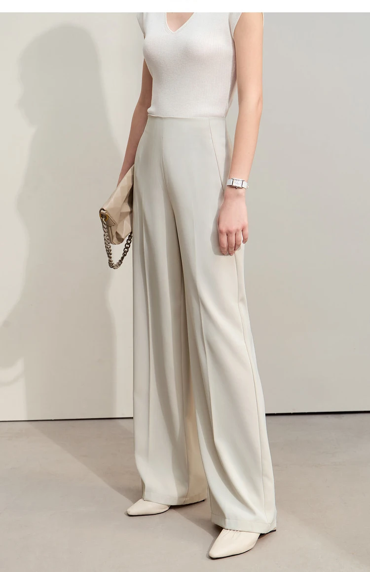 Amii Minimalism 2026 Summer New Wide-legged Pants Women Straight Basics Casual Pants Female Solid Full-length Trousers 12412006