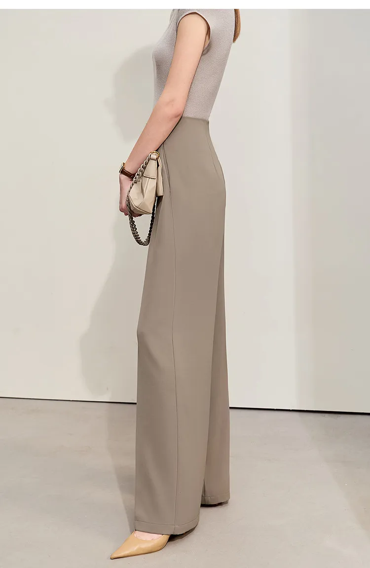 Amii Minimalism 2026 Summer New Wide-legged Pants Women Straight Basics Casual Pants Female Solid Full-length Trousers 12412006