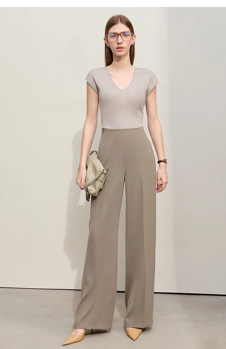 Amii Minimalism 2026 Summer New Wide-legged Pants Women Straight Basics Casual Pants Female Solid Full-length Trousers 12412006