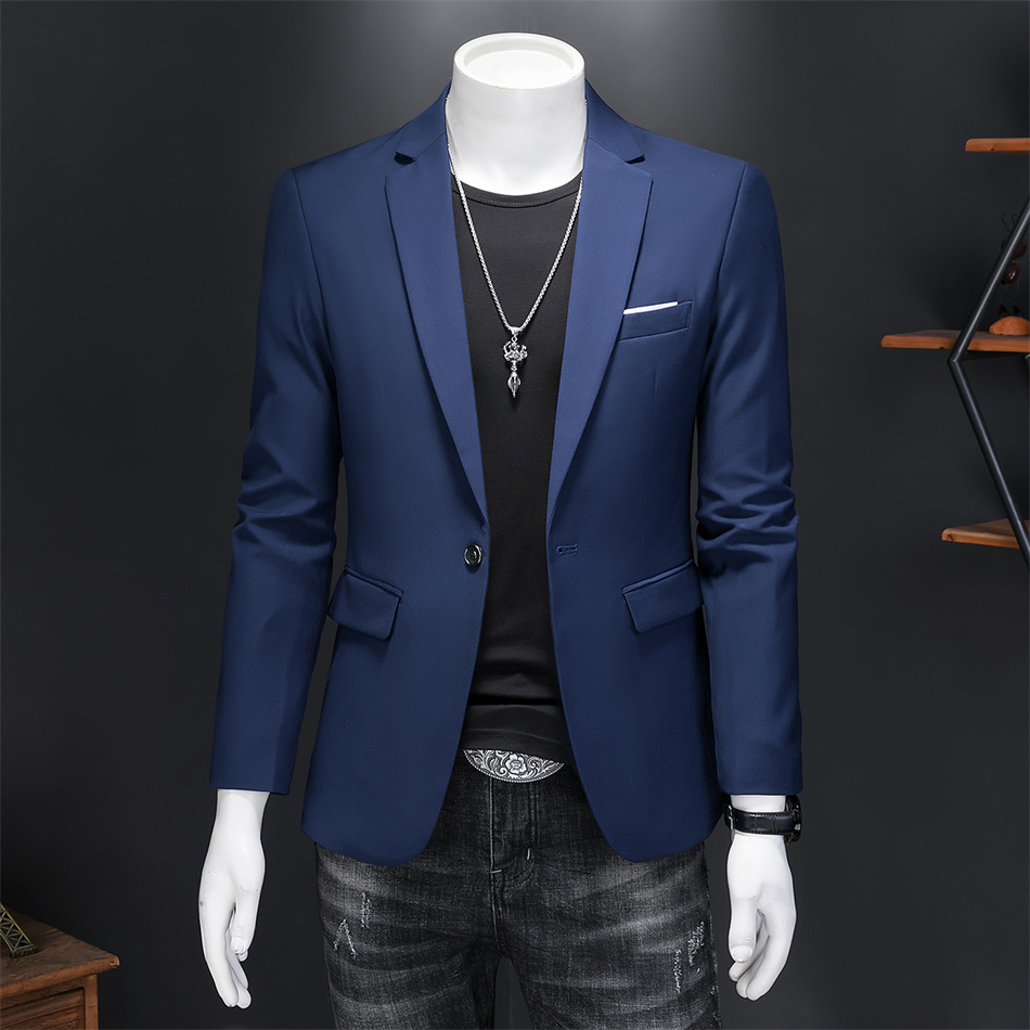 Plus Size 6XL-M Fashion Mens Solid Color Suit Jacket High Quality Business Slim Fit Casual Blazers Formal Social Wedding Tuxedo