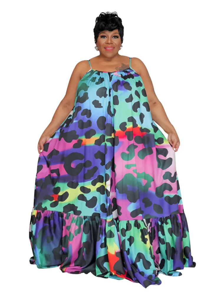 Wmstar Plus Size Women Clothing Dress Summer 2023 Slip Flower Print Dress Elegant Full Length Max Dresses Wholesale Dropshiping