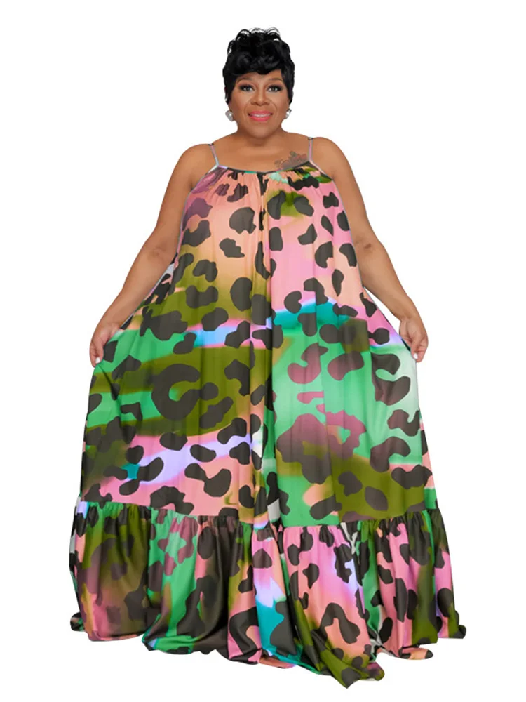 Wmstar Plus Size Women Clothing Dress Summer 2023 Slip Flower Print Dress Elegant Full Length Max Dresses Wholesale Dropshiping