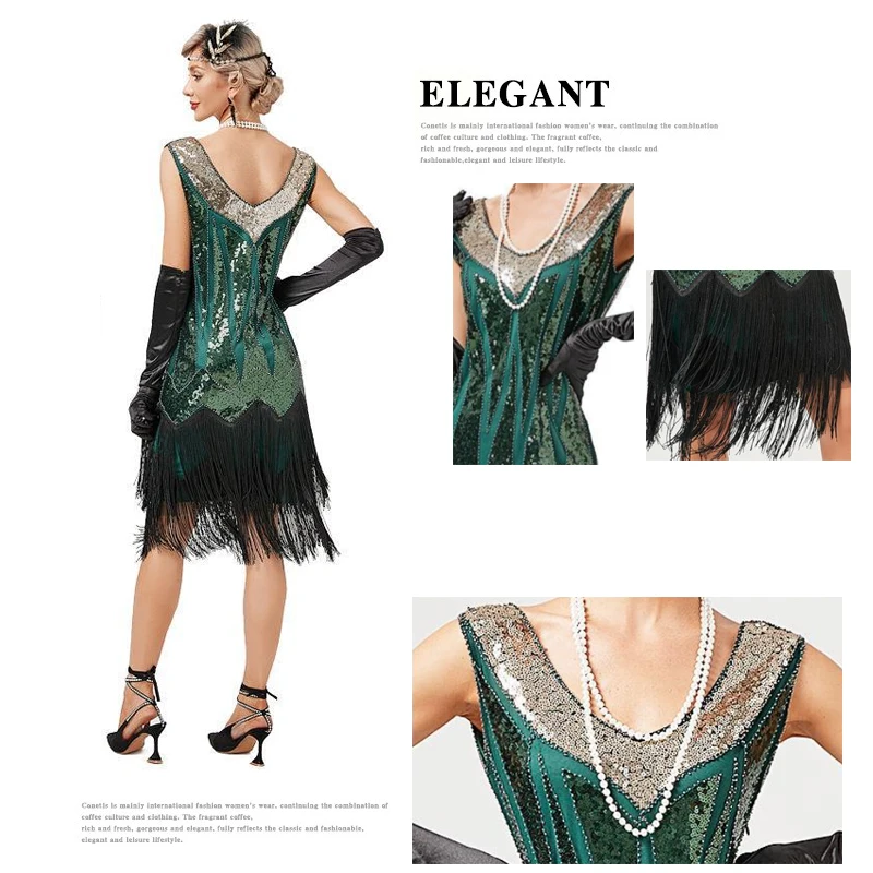 Women's Long Skirt Summer 1920s Gatsby Vintage Great Gatsby Party Flapper Dress Sleeveless Sequin Tassel Fringe Cocktail Dress