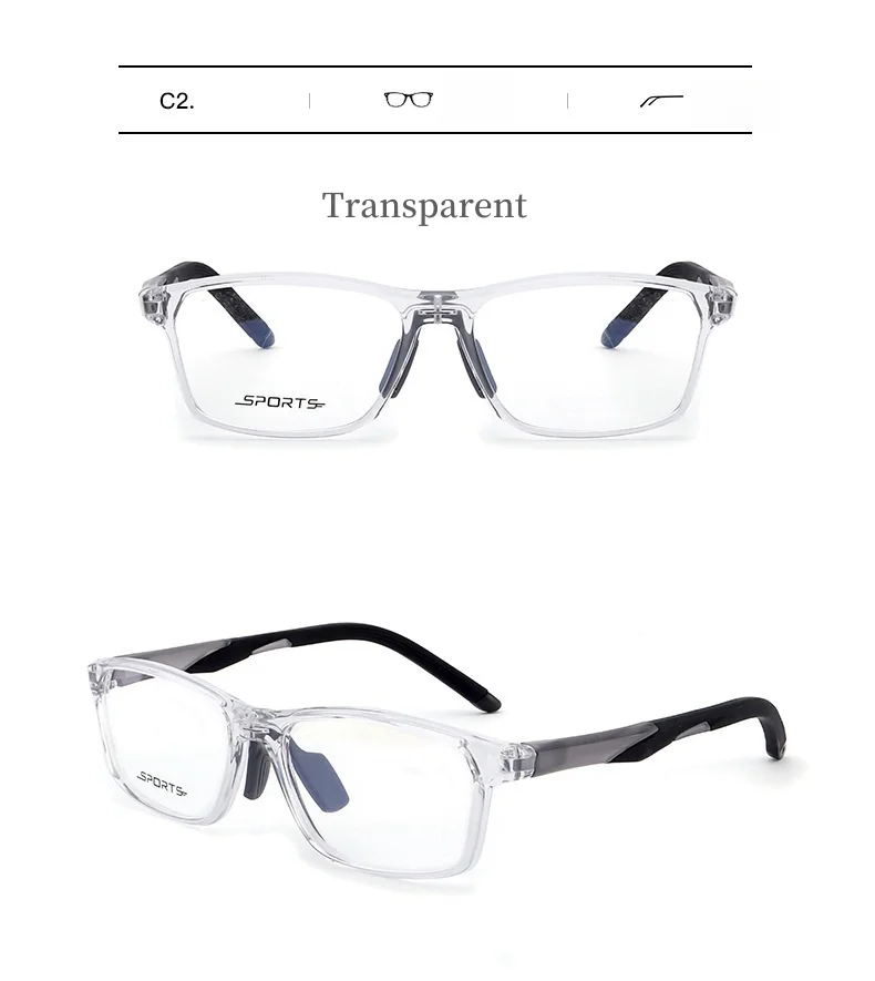 2024 New Sports Glasses Frame Ultra-light TR90 Men's Basketball Glasses Frame Square Optical Prescription Glasses for Men Y1226D