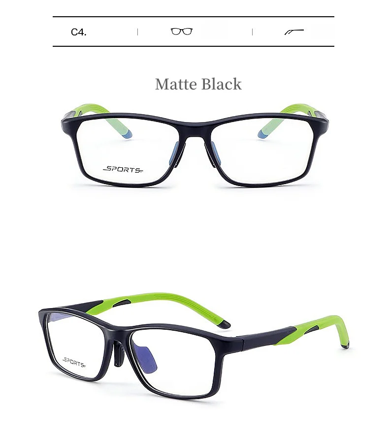 2024 New Sports Glasses Frame Ultra-light TR90 Men's Basketball Glasses Frame Square Optical Prescription Glasses for Men Y1226D