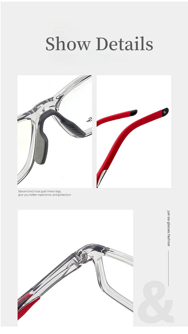 2024 New Sports Glasses Frame Ultra-light TR90 Men's Basketball Glasses Frame Square Optical Prescription Glasses for Men Y1226D
