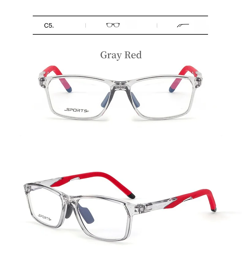 2024 New Sports Glasses Frame Ultra-light TR90 Men's Basketball Glasses Frame Square Optical Prescription Glasses for Men Y1226D