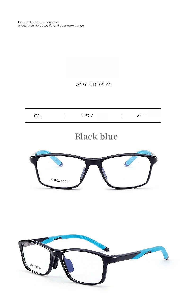2024 New Sports Glasses Frame Ultra-light TR90 Men's Basketball Glasses Frame Square Optical Prescription Glasses for Men Y1226D