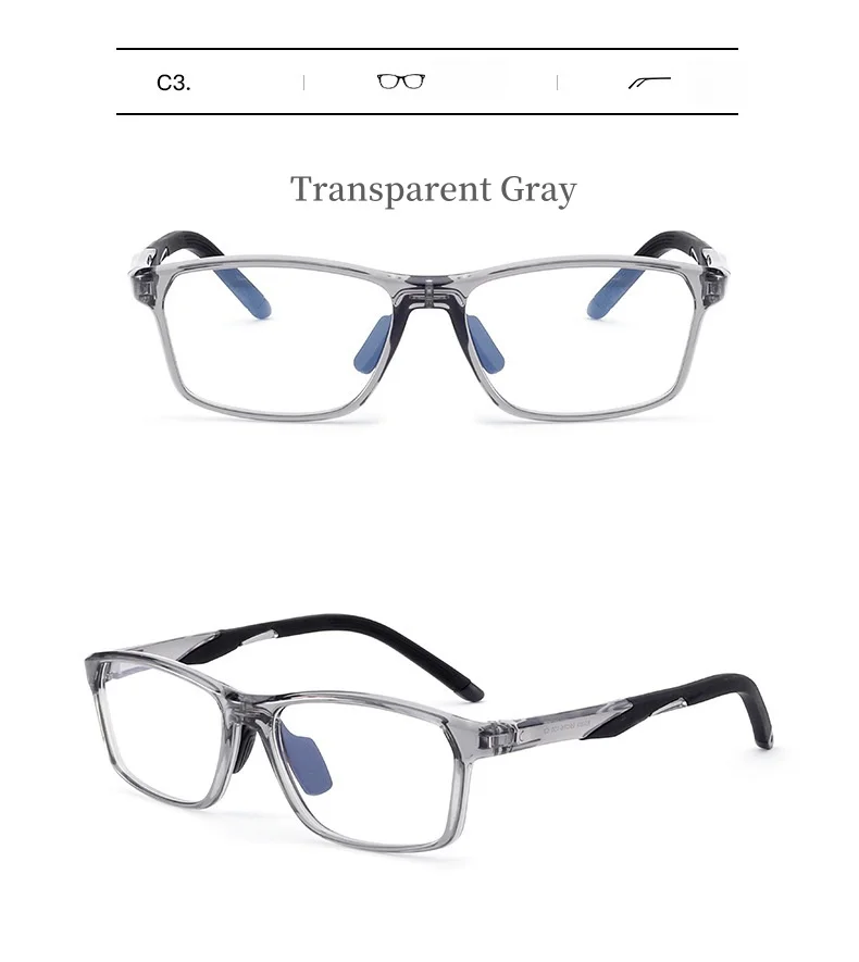 2024 New Sports Glasses Frame Ultra-light TR90 Men's Basketball Glasses Frame Square Optical Prescription Glasses for Men Y1226D