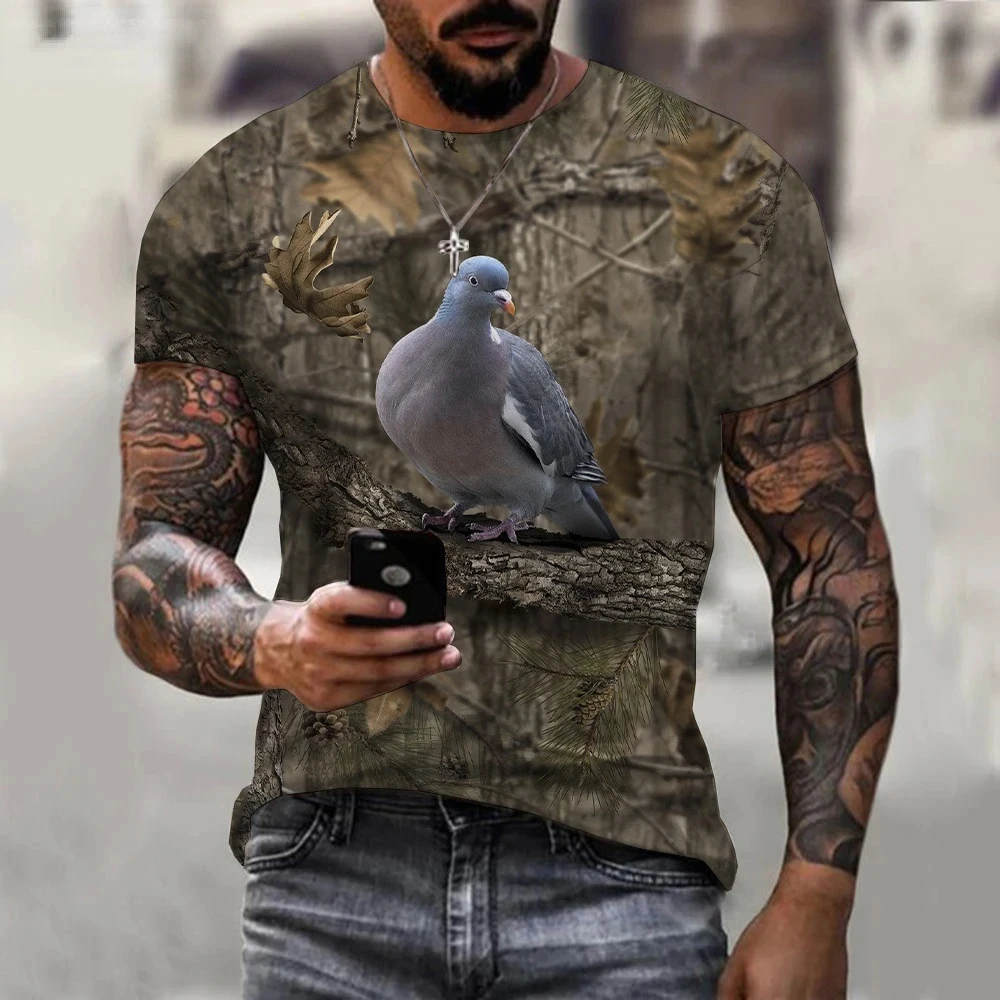 Camouflage Boar Hunting Animal T Shirts Mens Womens 3D Printed Short Sleeves Tops Street Casual Harajuku Oversized Men Clothing