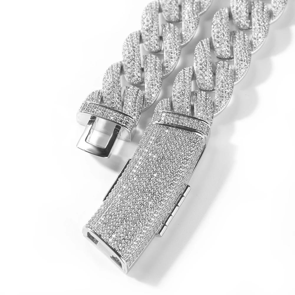 THE BLING KING 20mm Miami Cuban Chain Long Clasp Full Paved Out Cubic Zirconia Luxury Hiphop Rock Street Fashion Jewelry