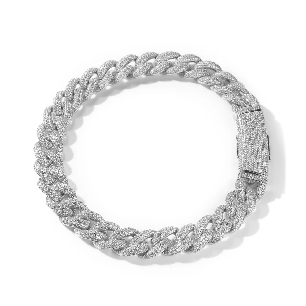THE BLING KING 20mm Miami Cuban Chain Long Clasp Full Paved Out Cubic Zirconia Luxury Hiphop Rock Street Fashion Jewelry