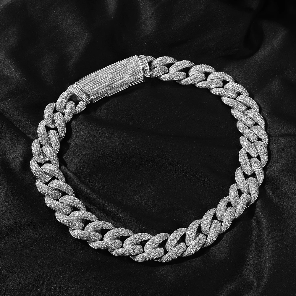 THE BLING KING 20mm Miami Cuban Chain Long Clasp Full Paved Out Cubic Zirconia Luxury Hiphop Rock Street Fashion Jewelry