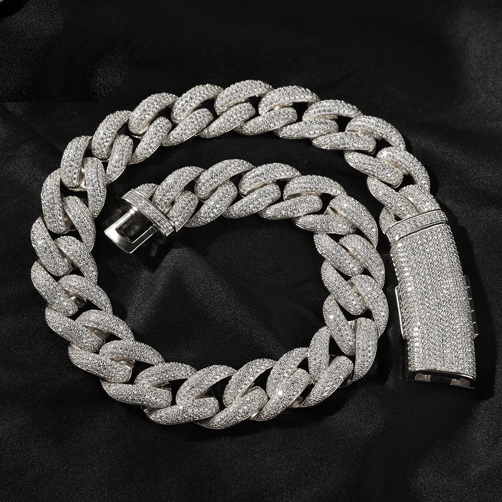 THE BLING KING 20mm Miami Cuban Chain Long Clasp Full Paved Out Cubic Zirconia Luxury Hiphop Rock Street Fashion Jewelry