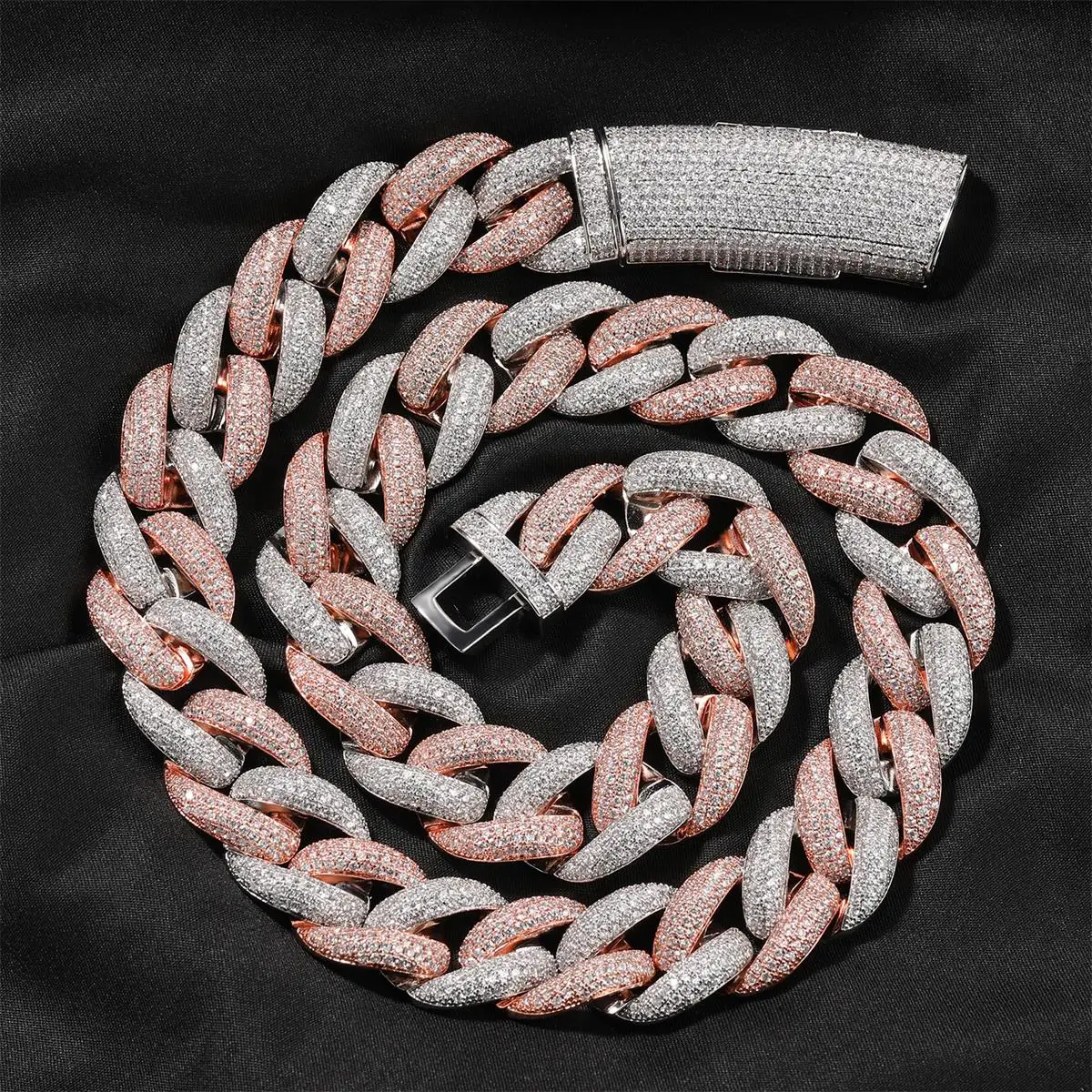 THE BLING KING 20mm Miami Cuban Chain Long Clasp Full Paved Out Cubic Zirconia Luxury Hiphop Rock Street Fashion Jewelry