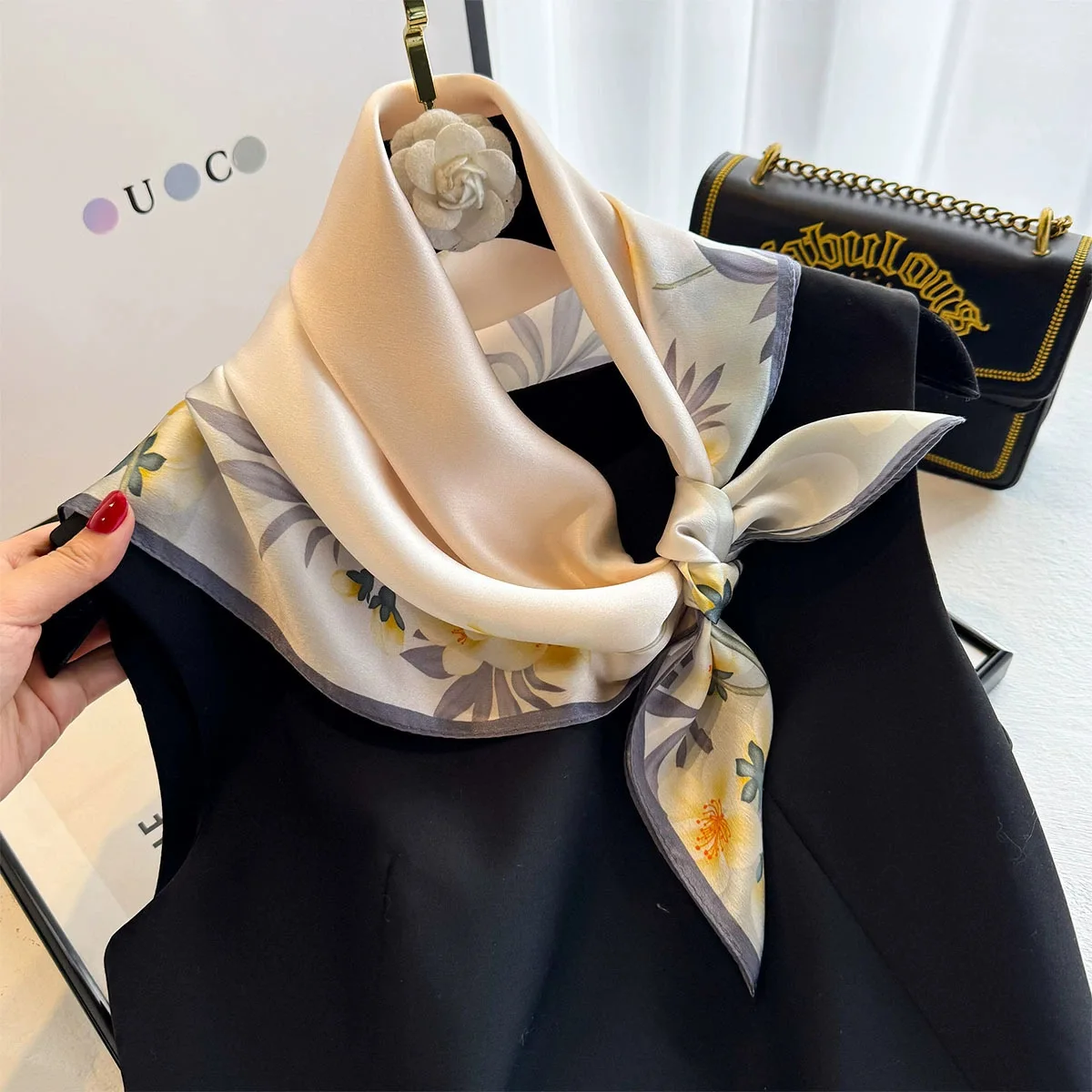 100% Natural Silk Scarf Women Foulard Female Shawl Wrap Elegant High Quality Square Neckerchief for Lady Hijab Bandana Scarves