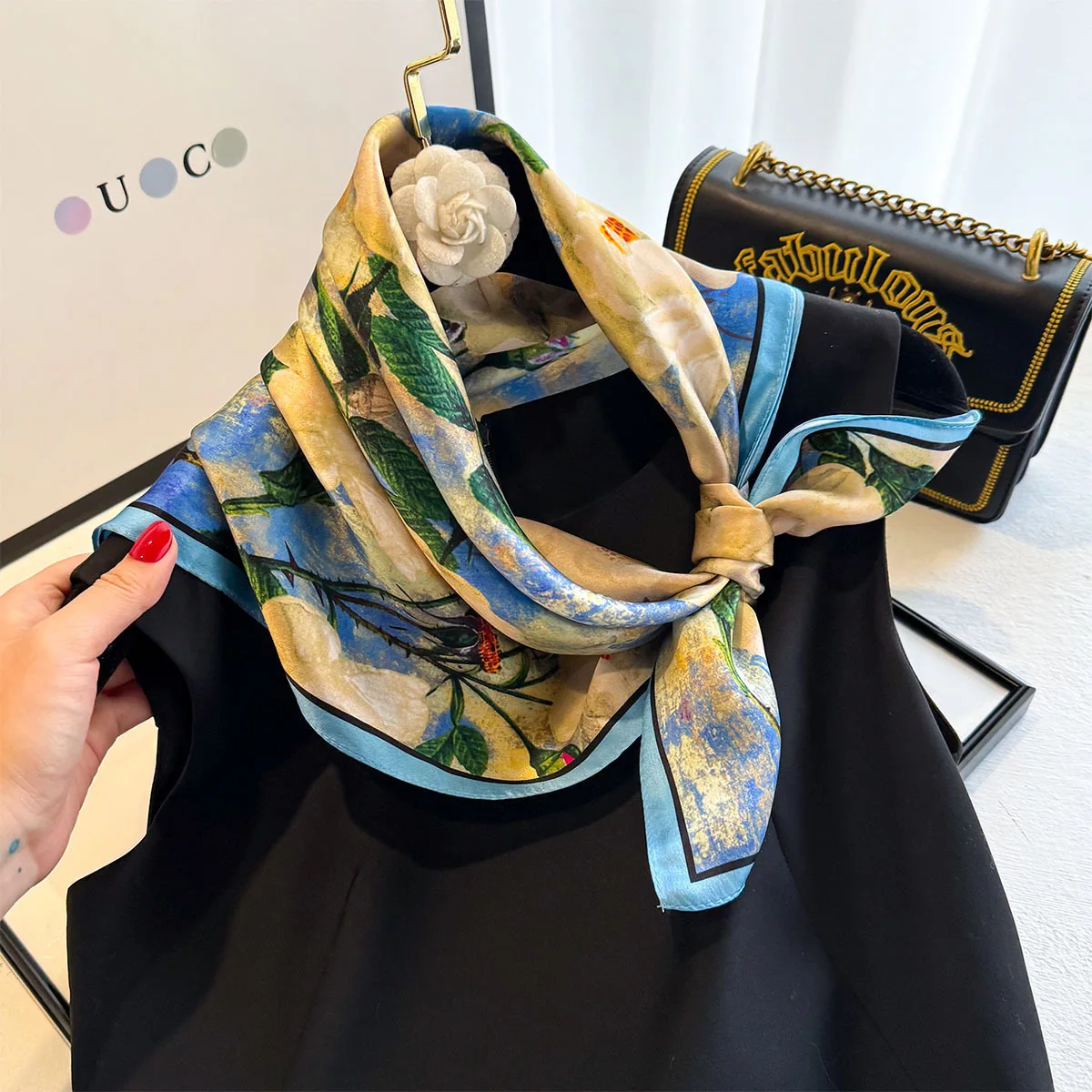 100% Natural Silk Scarf Women Foulard Female Shawl Wrap Elegant High Quality Square Neckerchief for Lady Hijab Bandana Scarves