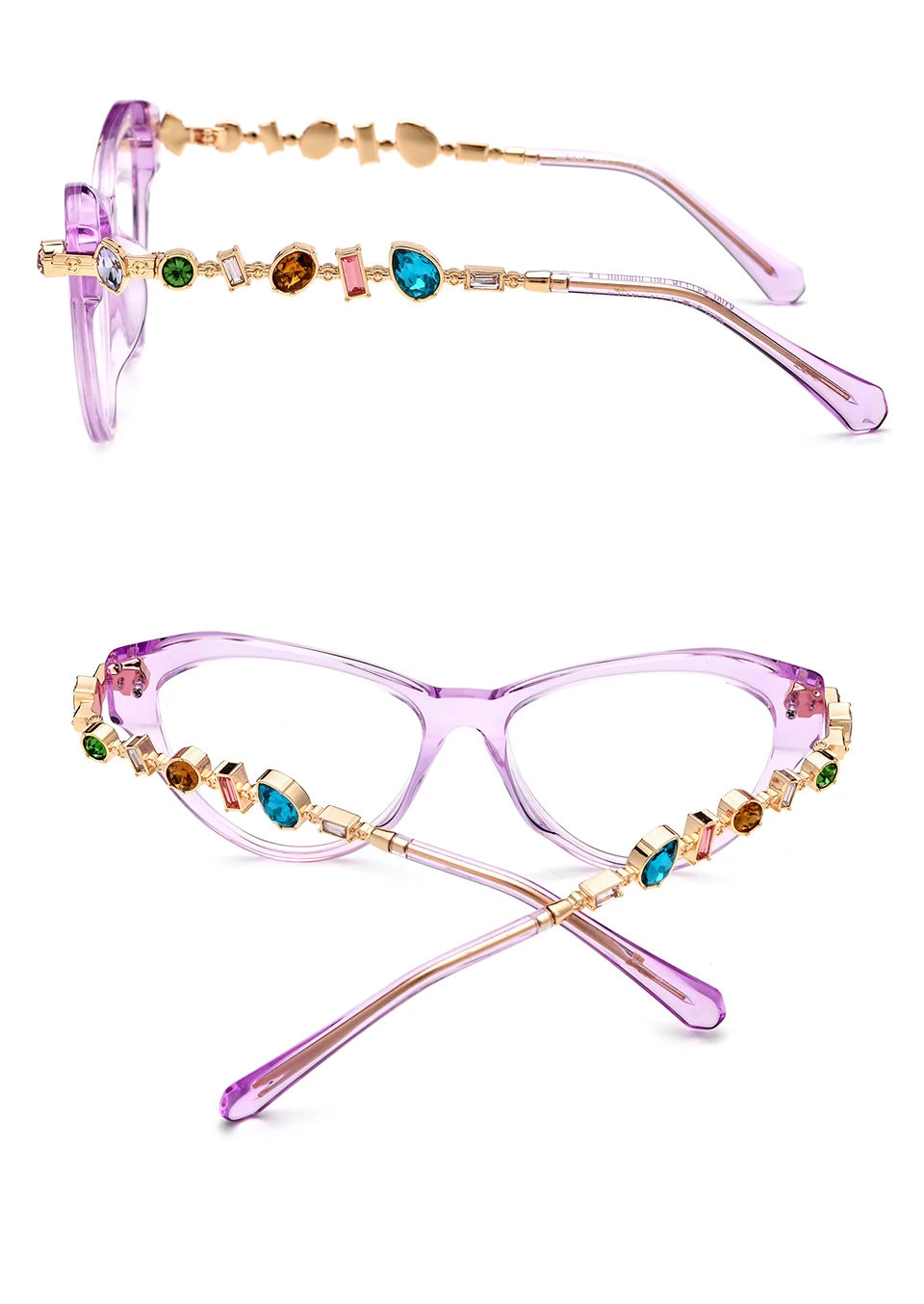 FONEX HEPIDEM Acetate Metal Diamonds Eyeglasses Frame Women 2026New Cat Eye Brand Design Glasses Fashion Eyewear Spectacles 9400