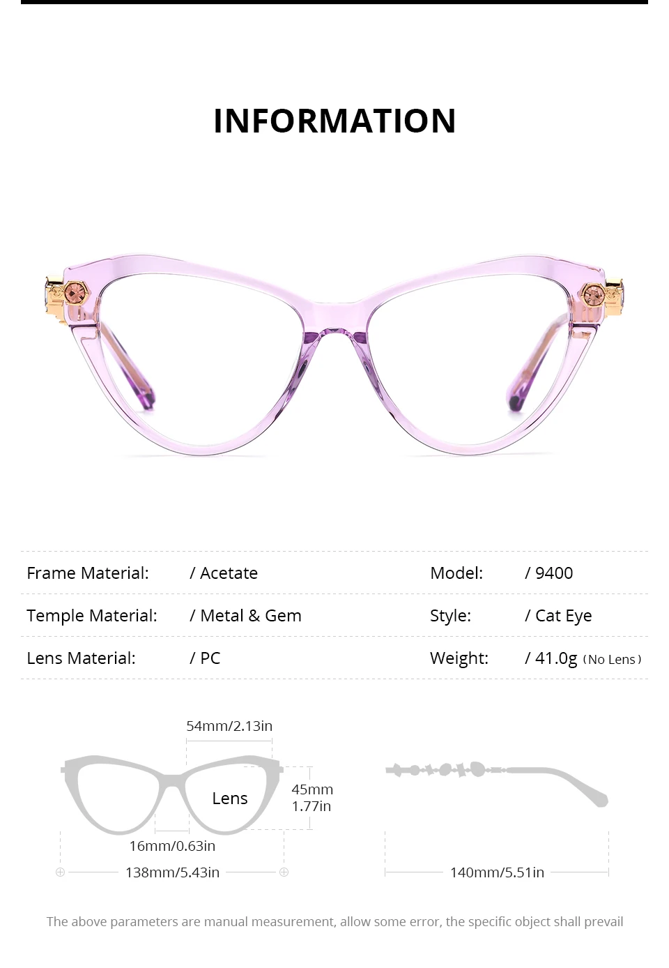 FONEX HEPIDEM Acetate Metal Diamonds Eyeglasses Frame Women 2026New Cat Eye Brand Design Glasses Fashion Eyewear Spectacles 9400