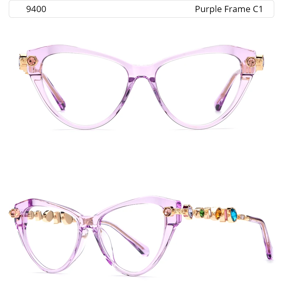 FONEX HEPIDEM Acetate Metal Diamonds Eyeglasses Frame Women 2026New Cat Eye Brand Design Glasses Fashion Eyewear Spectacles 9400