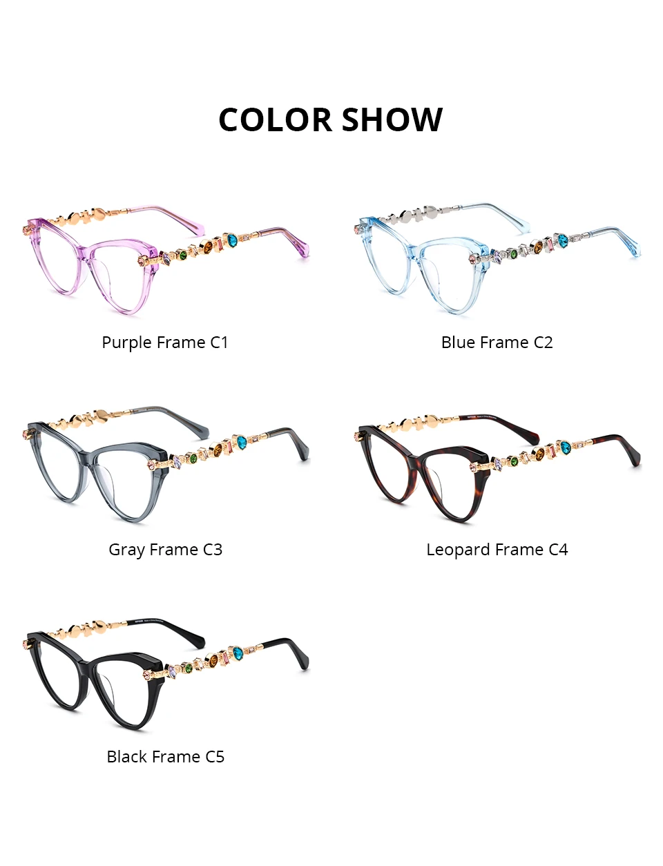 FONEX HEPIDEM Acetate Metal Diamonds Eyeglasses Frame Women 2026New Cat Eye Brand Design Glasses Fashion Eyewear Spectacles 9400