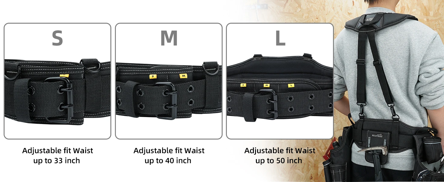 Carpenters Tool Belt with Suspenders Professional Tool Belt Combo Organizer With Tool Pouch Suspenders with 32 Pockets and Loops