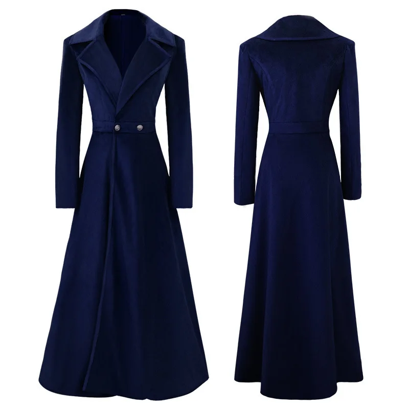 2026 Spring New Arrivals: Women's Red Long-Sleeve Trench Coat, Blue V-Neck Long Jacket, Black Vintage Overcoat.