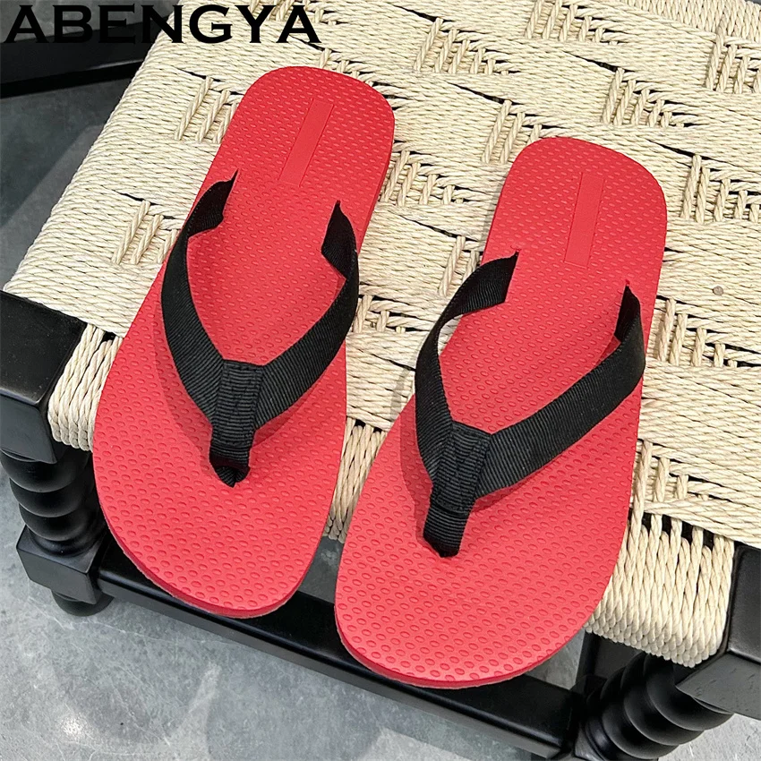 ABENGYA 2025 Summer New Hot Sale Flip Flops Flat Slippers Women 35-45 Plus Size Casual Beach Shoes Men Fashion Mules Slippers