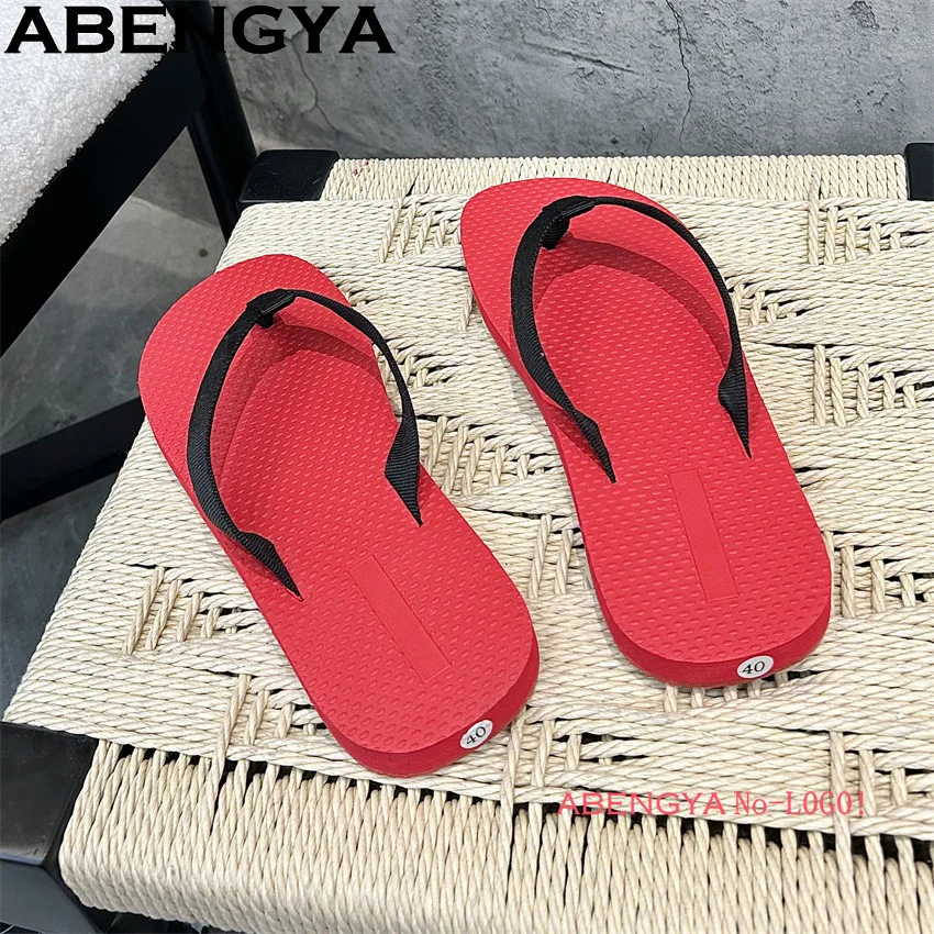 ABENGYA 2025 Summer New Hot Sale Flip Flops Flat Slippers Women 35-45 Plus Size Casual Beach Shoes Men Fashion Mules Slippers