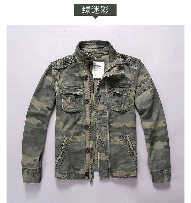 Men Camo Cargo Jacket Autumn Heavyweight Wash Cotton Windbreaker Jacket Military Camouflage Outdoor Sportswear Coat Multi Pocket