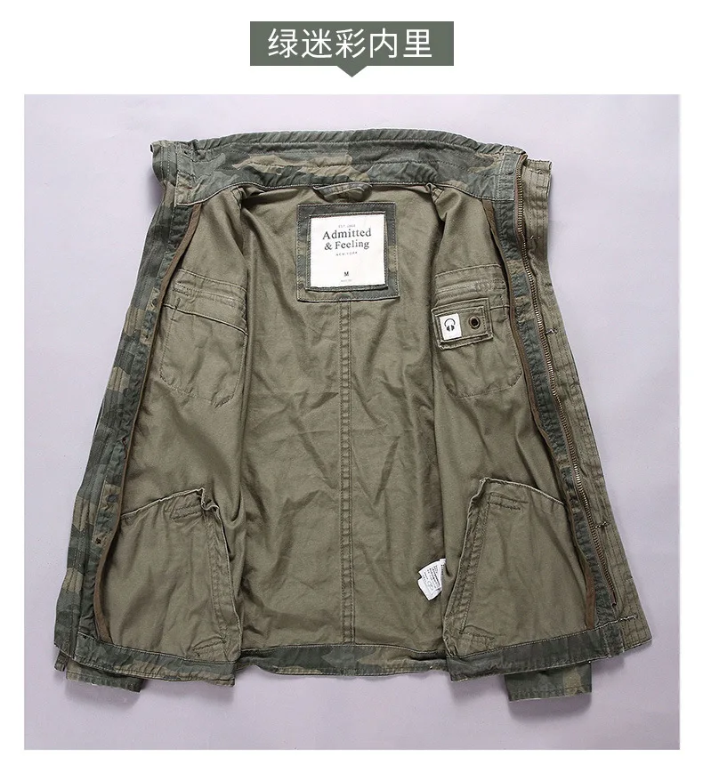 Men Camo Cargo Jacket Autumn Heavyweight Wash Cotton Windbreaker Jacket Military Camouflage Outdoor Sportswear Coat Multi Pocket