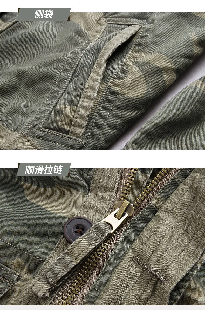 Men Camo Cargo Jacket Autumn Heavyweight Wash Cotton Windbreaker Jacket Military Camouflage Outdoor Sportswear Coat Multi Pocket