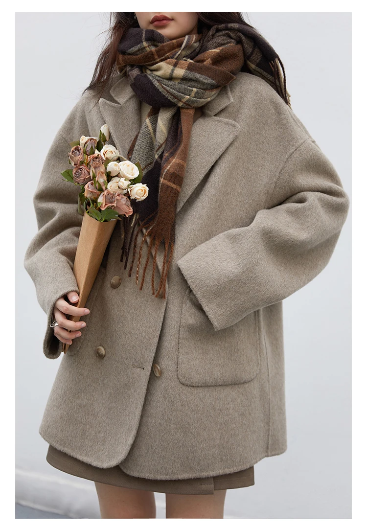 CHIC VEN Women Woolen Coats Loose Casual Oversize Double Breasted Double-sided Jacket Office Ladies Outerwear Autumn Winter 2026