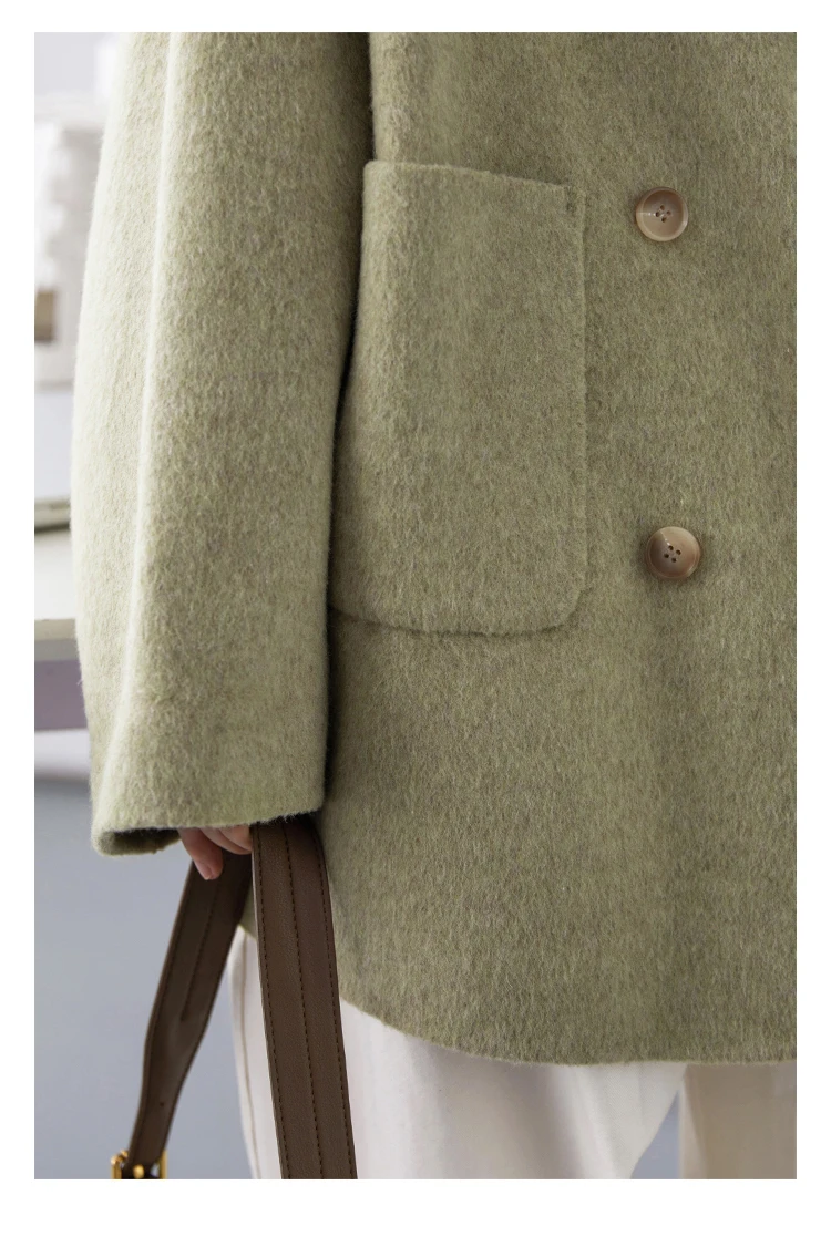 CHIC VEN Women Woolen Coats Loose Casual Oversize Double Breasted Double-sided Jacket Office Ladies Outerwear Autumn Winter 2026